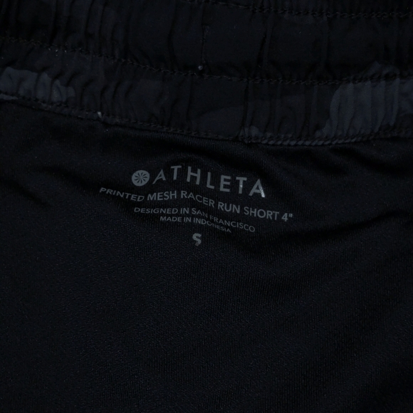 Athleta Small Black & Gray Camo Printed‎ 4" Mesh Racer Running Shorts - Picture 9 of 10